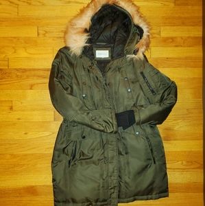 BCBG Faux Fur Hooded Puffer